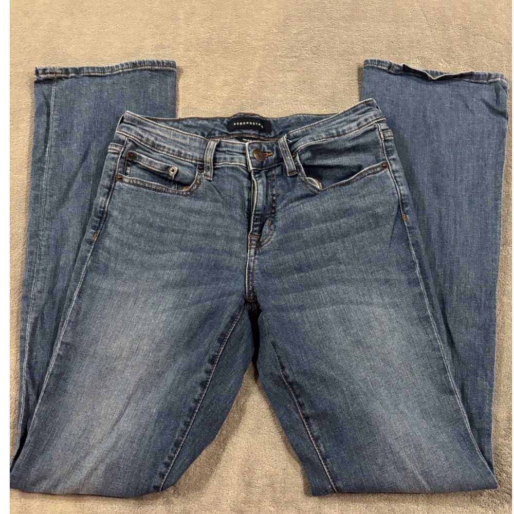 Aeropostale Womens Mid Rise Bootcut Jeans Medium Wash Denim Size 29x33